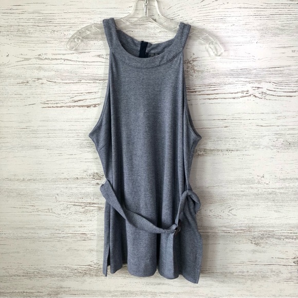 ANTHROPOLOGIE Stretch Jersey Knit Belted Halter Sleeveless Top L Blue Gray - Picture 6 of 12